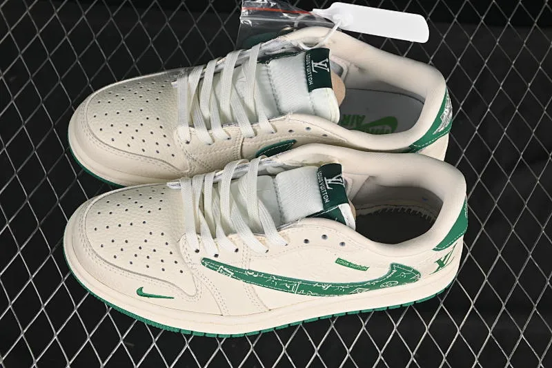 All categories Air Jordan Jordan series basketball shoes Air Jordan 1 Low High-end customized low-top sneakers Travis Scott x Fragment Design x Air Jordan 1 Low OG SP AJ1 Joe 1 LV joint beige flower hook low-top cultural casual sneakers XS2024-064
